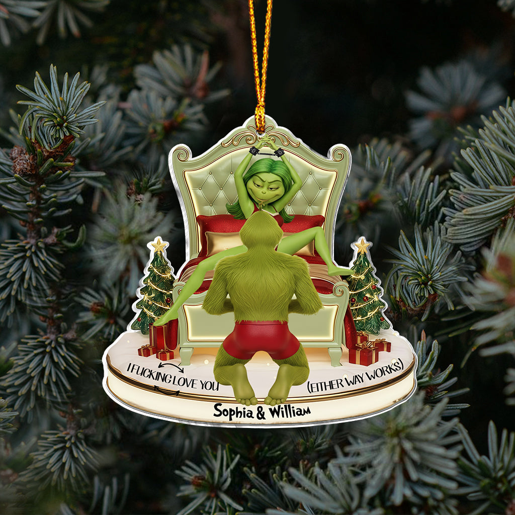 Personalized Green Monster Christmas Ornament for Couples Ornament GradoCreations