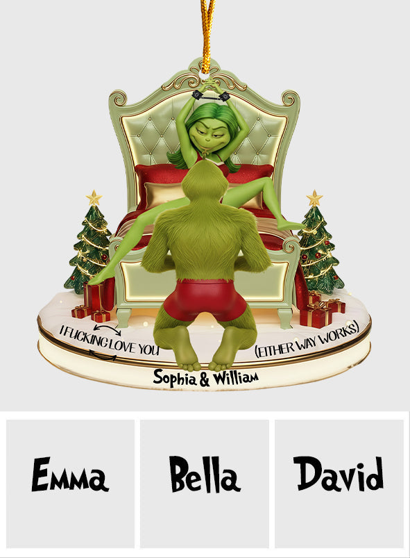Personalized Green Monster Christmas Ornament for Couples Ornament GradoCreations