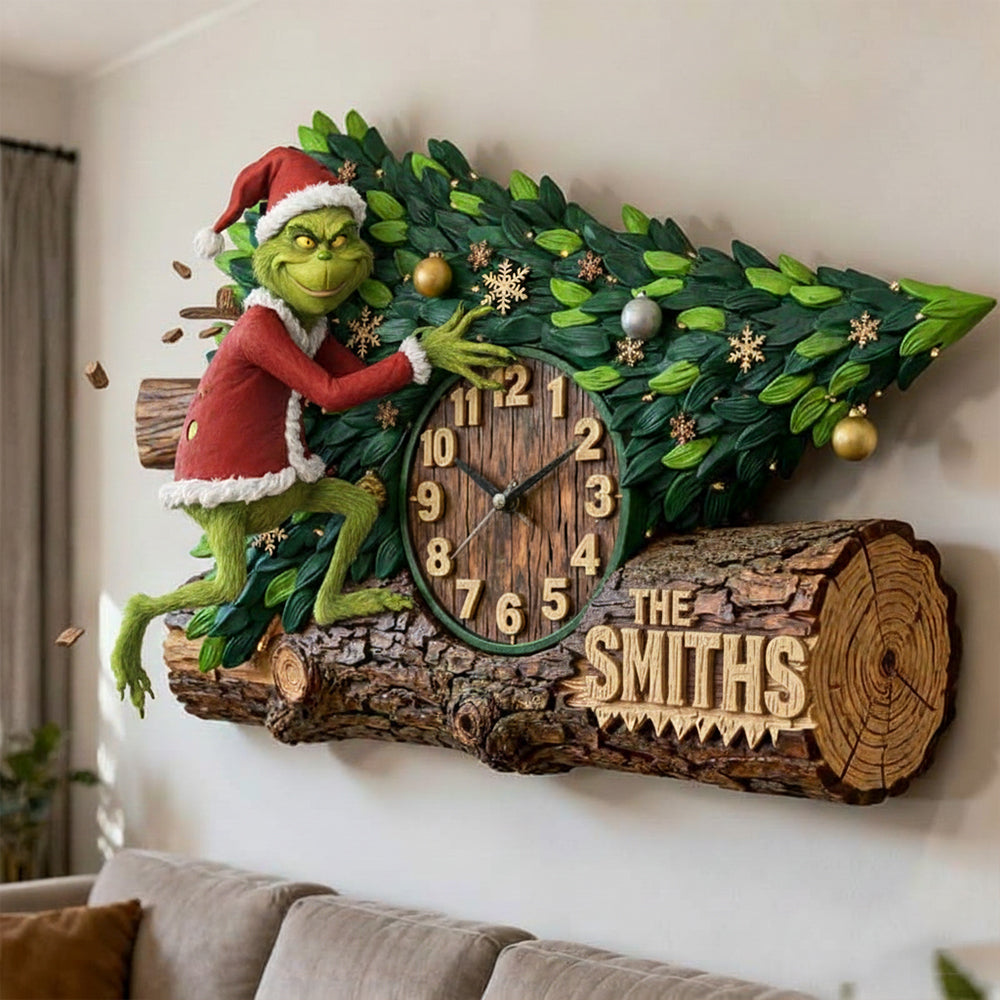 Personalized LED Light Christmas Wall Clock Custom Name Gift LED Light Wall Clock GradoCreations