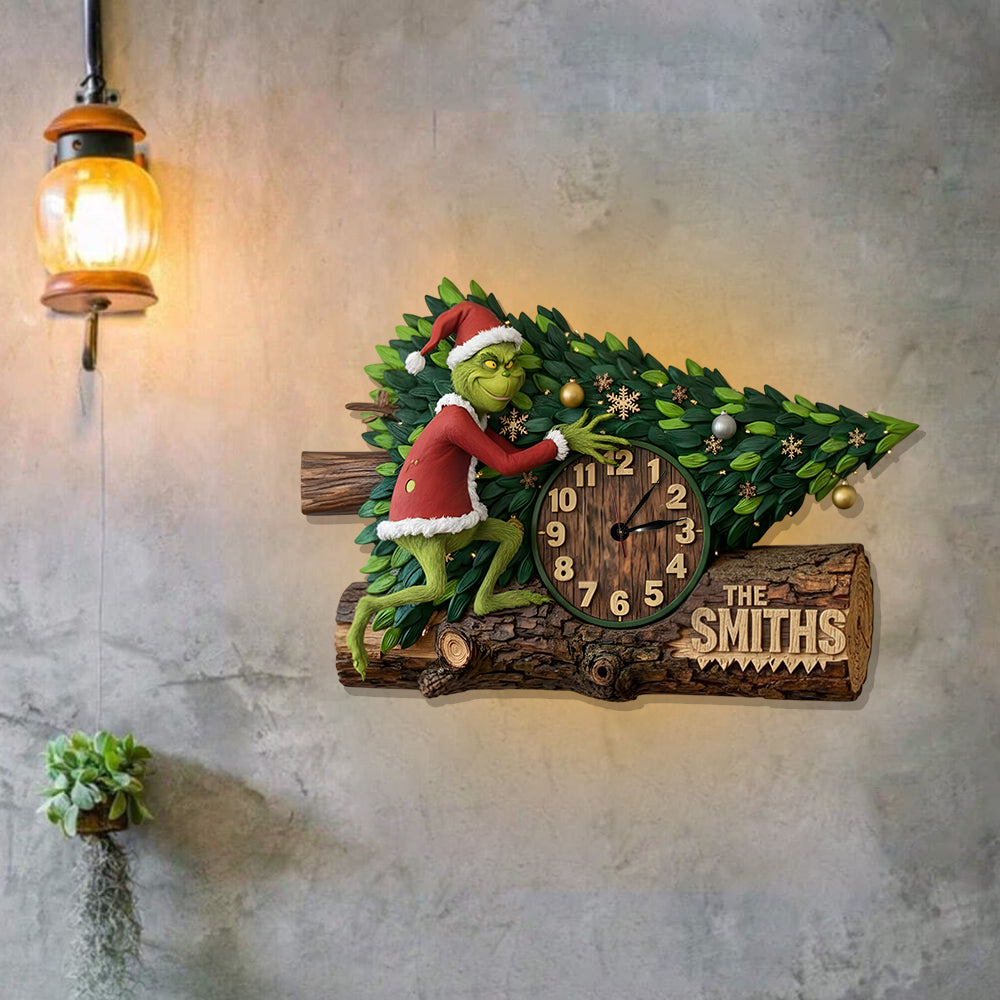 Personalized LED Light Christmas Wall Clock Custom Name Gift LED Light Wall Clock GradoCreations