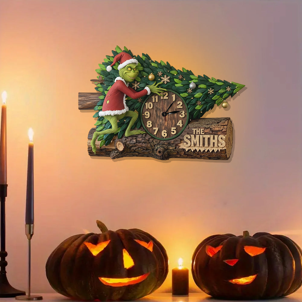 Personalized LED Light Christmas Wall Clock Custom Name Gift LED Light Wall Clock GradoCreations