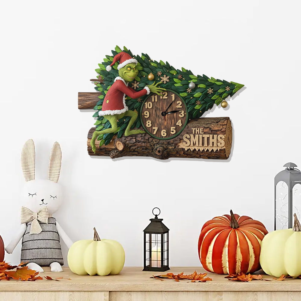 Personalized LED Light Christmas Wall Clock Custom Name Gift LED Light Wall Clock GradoCreations