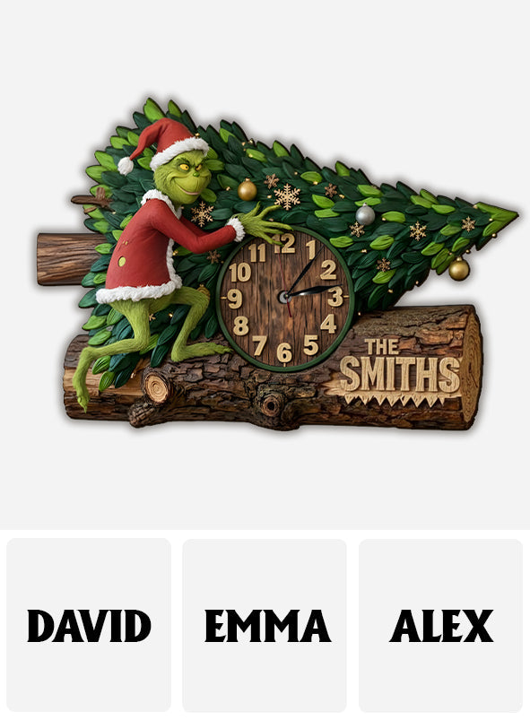 Personalized LED Light Christmas Wall Clock Custom Name Gift LED Light Wall Clock GradoCreations