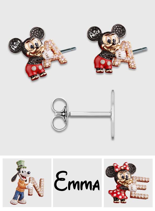Personalized Cute Cartoon Mouse Stud Earrings Gift for Daughter Stud Earrings GradoCreations