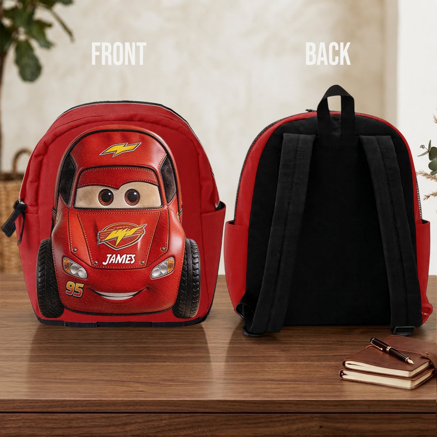 Personalized Kids Racing Car Backpack Changeable Patch Gift Changeable Leather Patch Backpack GradoCreations