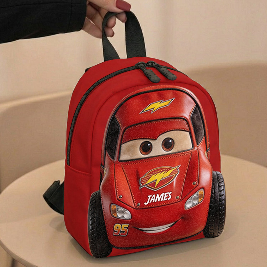 Personalized Kids Racing Car Backpack Changeable Patch Gift Changeable Leather Patch Backpack GradoCreations