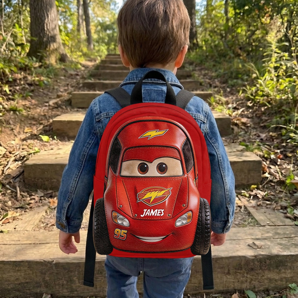 Personalized Kids Racing Car Backpack Changeable Patch Gift Changeable Leather Patch Backpack GradoCreations