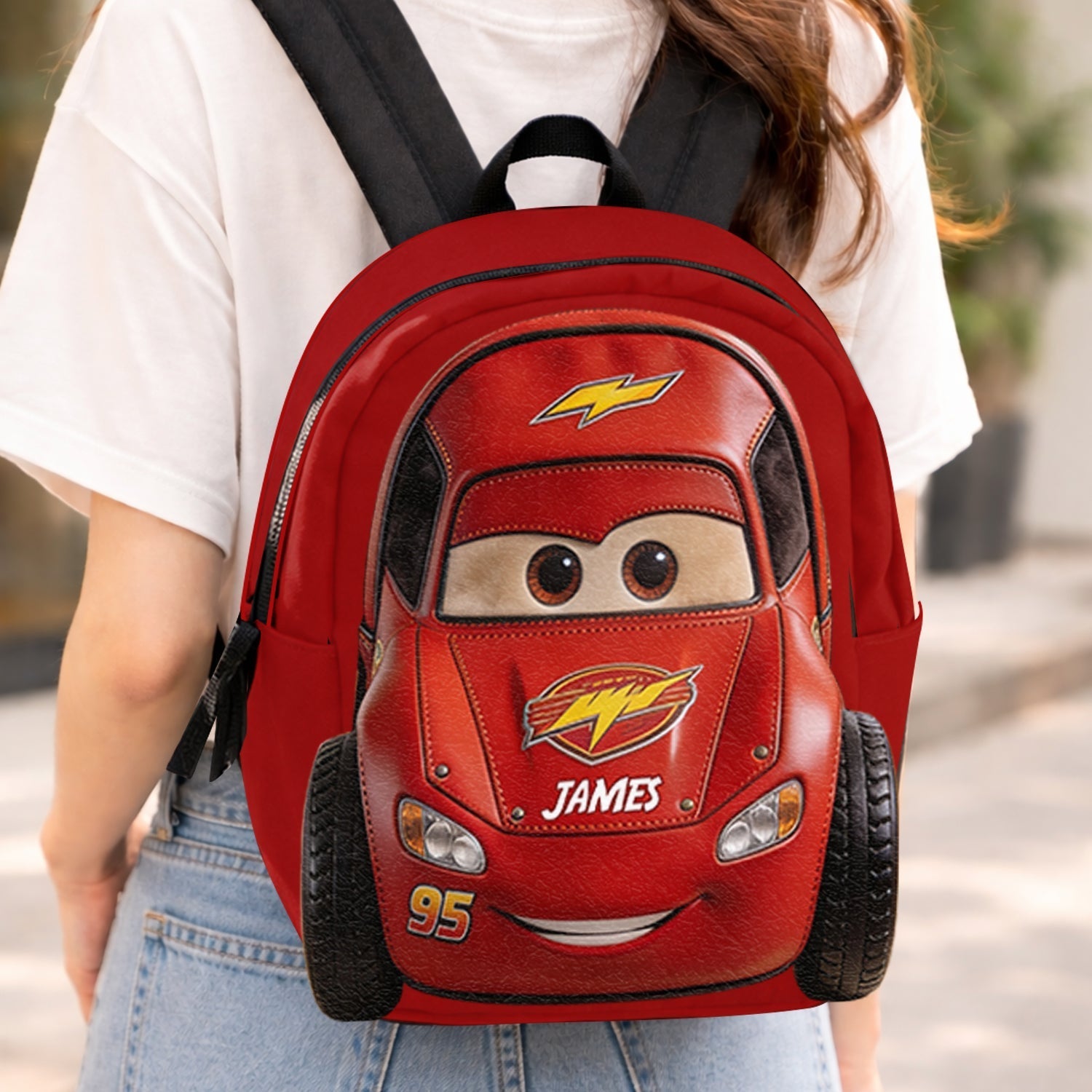 Personalized Kids Racing Car Backpack Changeable Patch Gift Changeable Leather Patch Backpack GradoCreations
