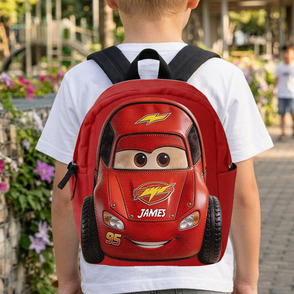 Personalized Kids Racing Car Backpack Changeable Patch Gift Changeable Leather Patch Backpack GradoCreations