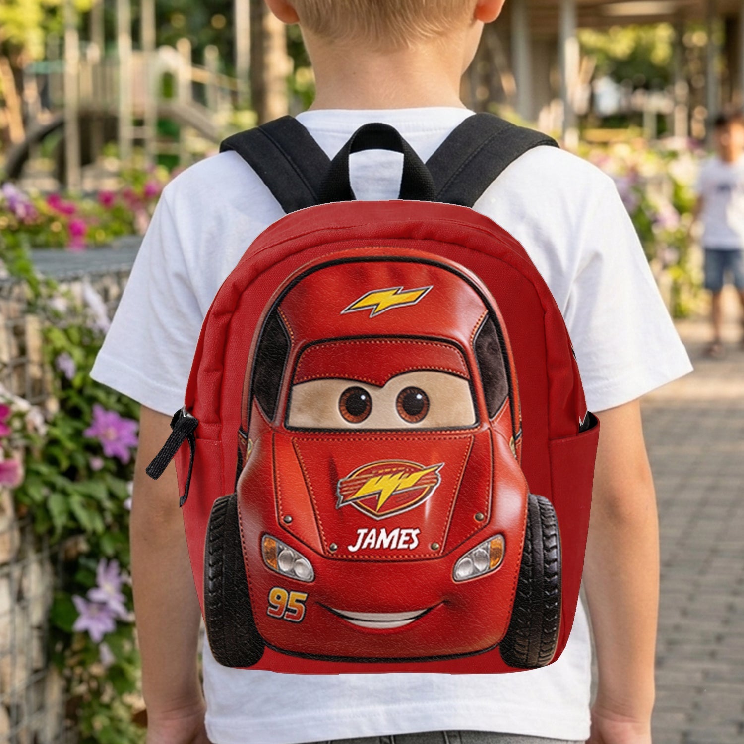 Personalized Kids Racing Car Backpack Changeable Patch Gift Changeable Leather Patch Backpack GradoCreations