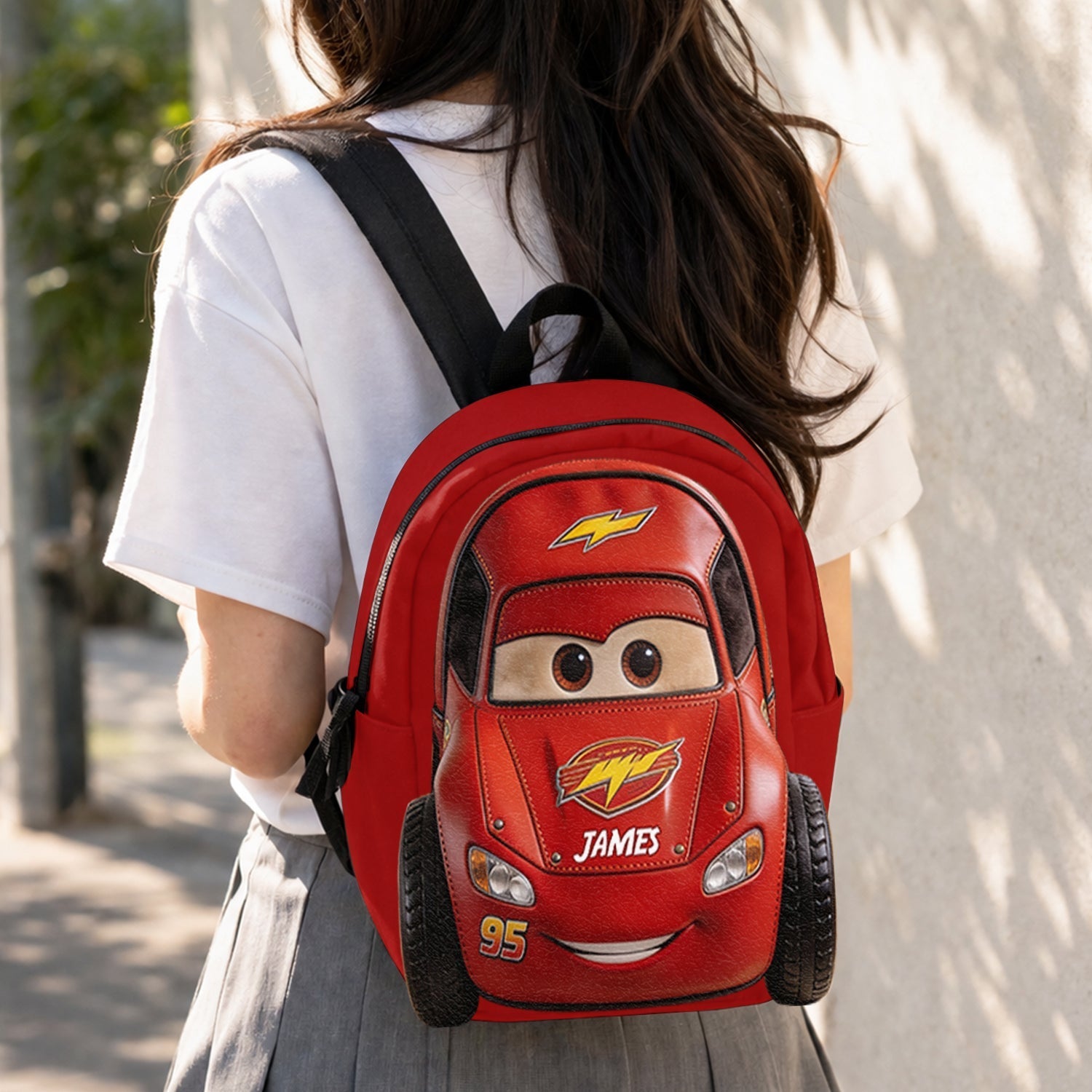 Personalized Kids Racing Car Backpack Changeable Patch Gift Changeable Leather Patch Backpack GradoCreations