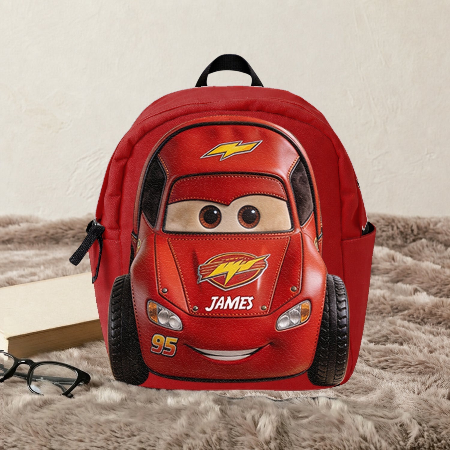 Personalized Kids Racing Car Backpack Changeable Patch Gift Changeable Leather Patch Backpack GradoCreations