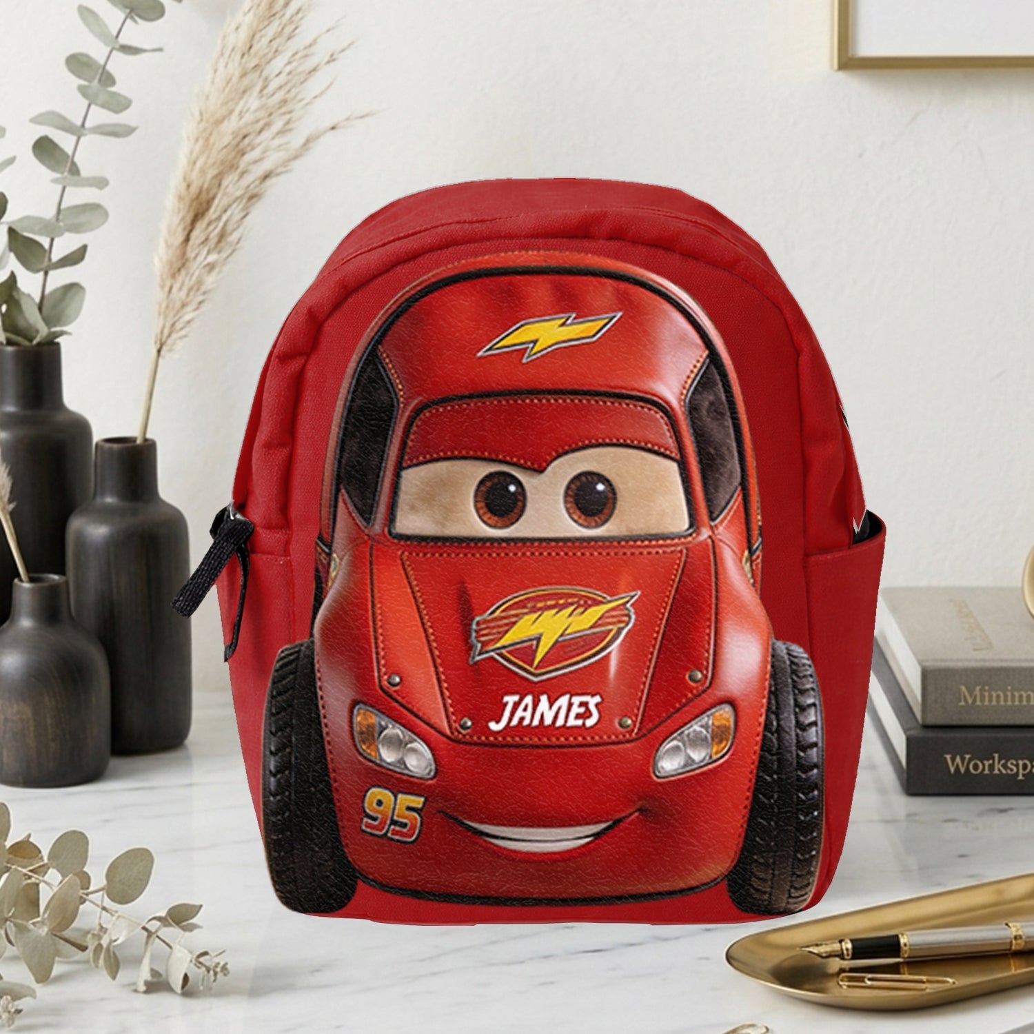 Personalized Kids Racing Car Backpack Changeable Patch Gift Changeable Leather Patch Backpack GradoCreations