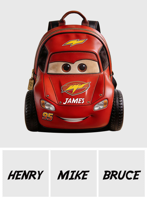 Personalized Kids Racing Car Backpack Changeable Patch Gift Changeable Leather Patch Backpack GradoCreations