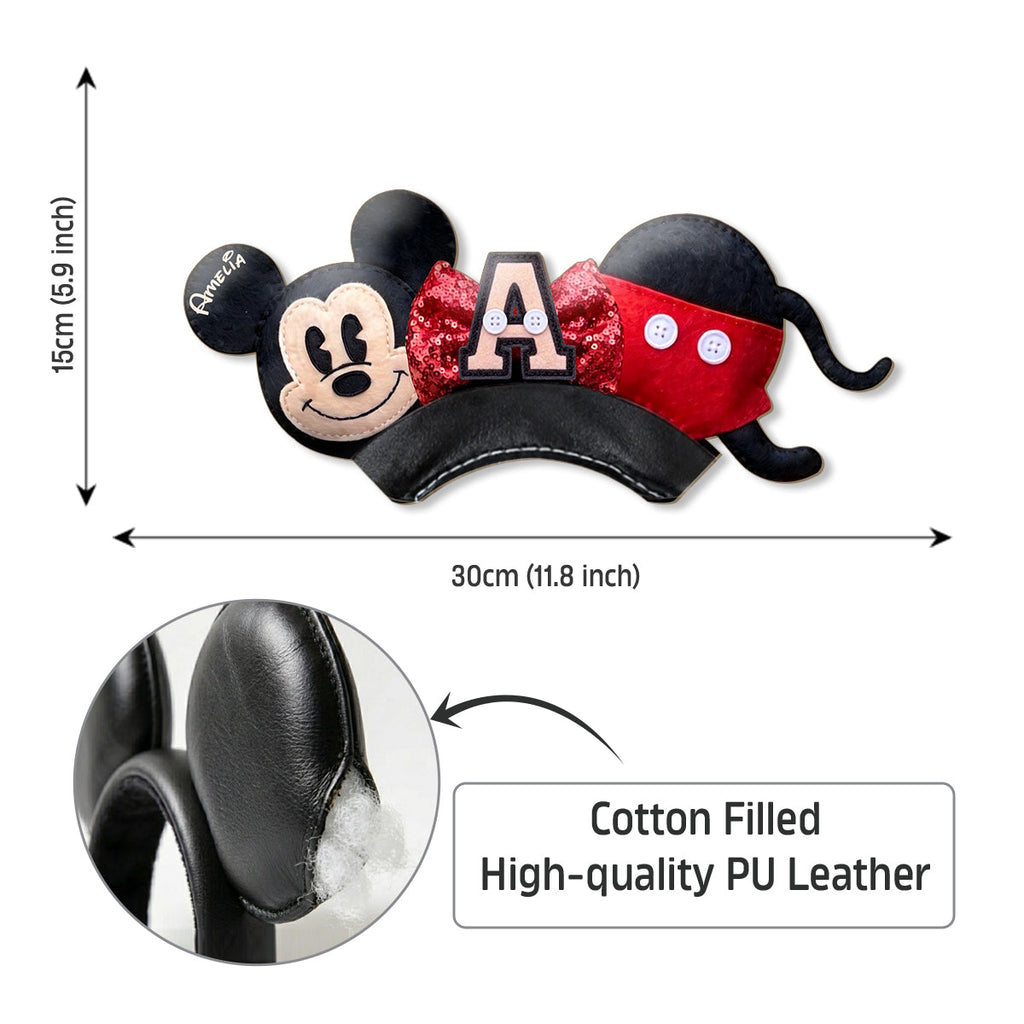 Personalized Cute Cartoon Mouse Leather Headband for Kids & Adults Shaped Leather Headband GradoCreations