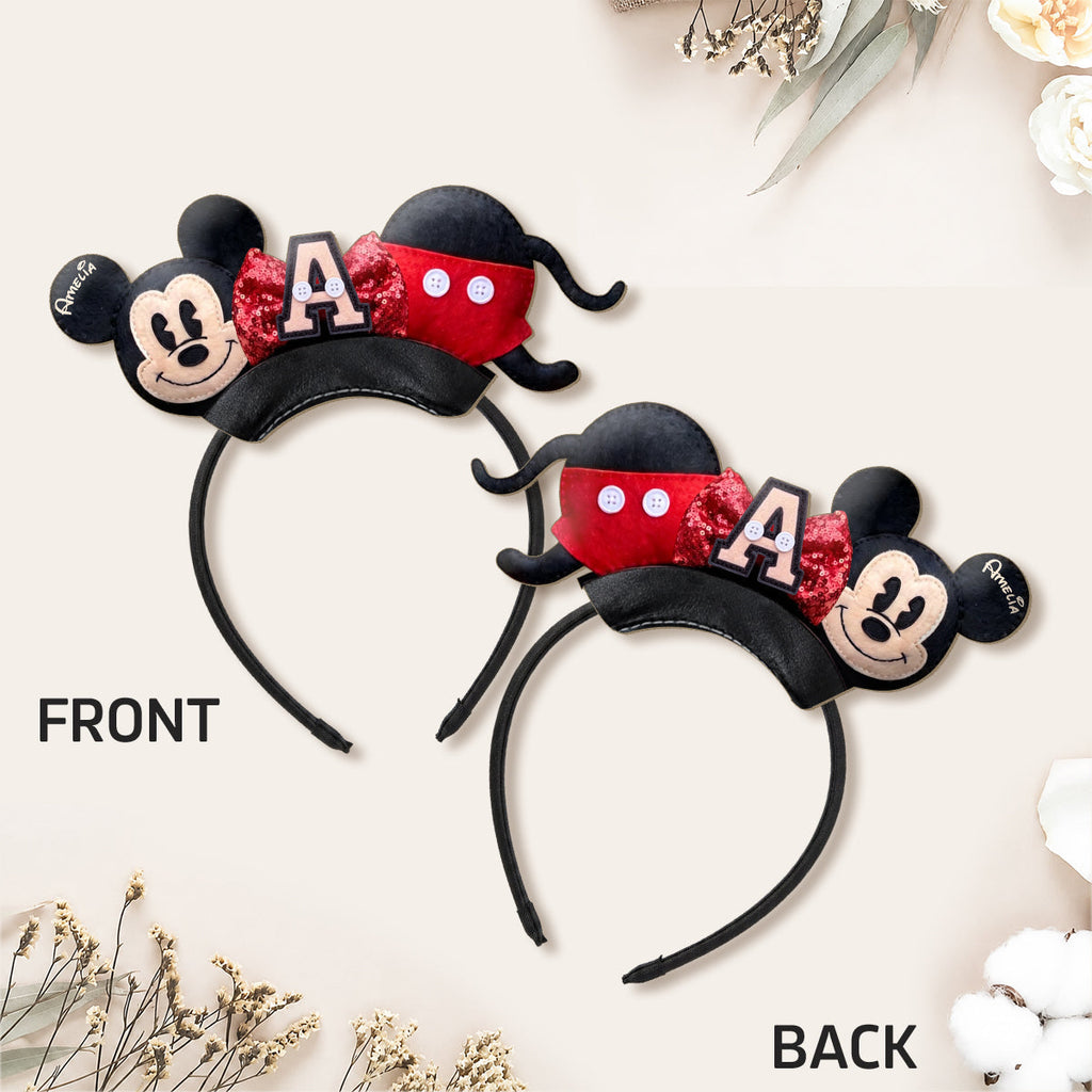 Personalized Cute Cartoon Mouse Leather Headband for Kids & Adults Shaped Leather Headband GradoCreations