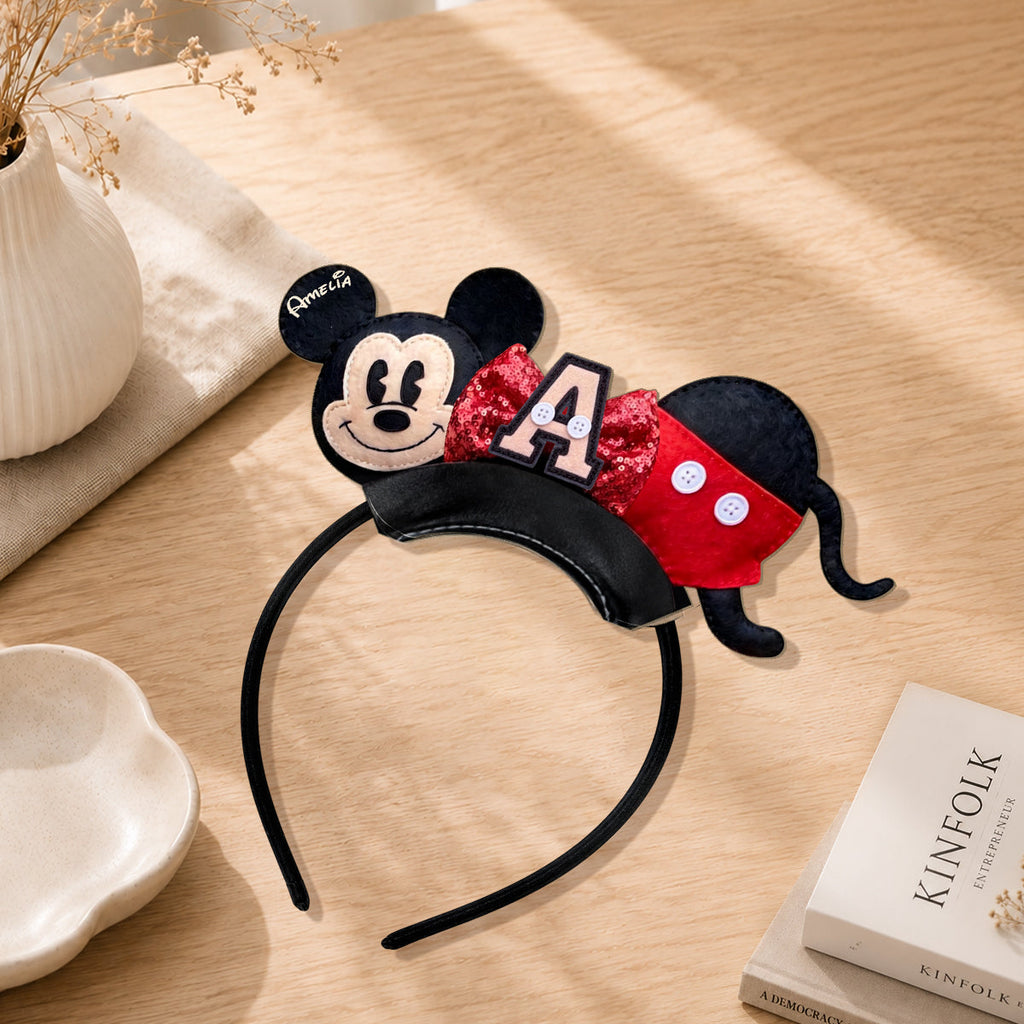 Personalized Cute Cartoon Mouse Leather Headband for Kids & Adults Shaped Leather Headband GradoCreations