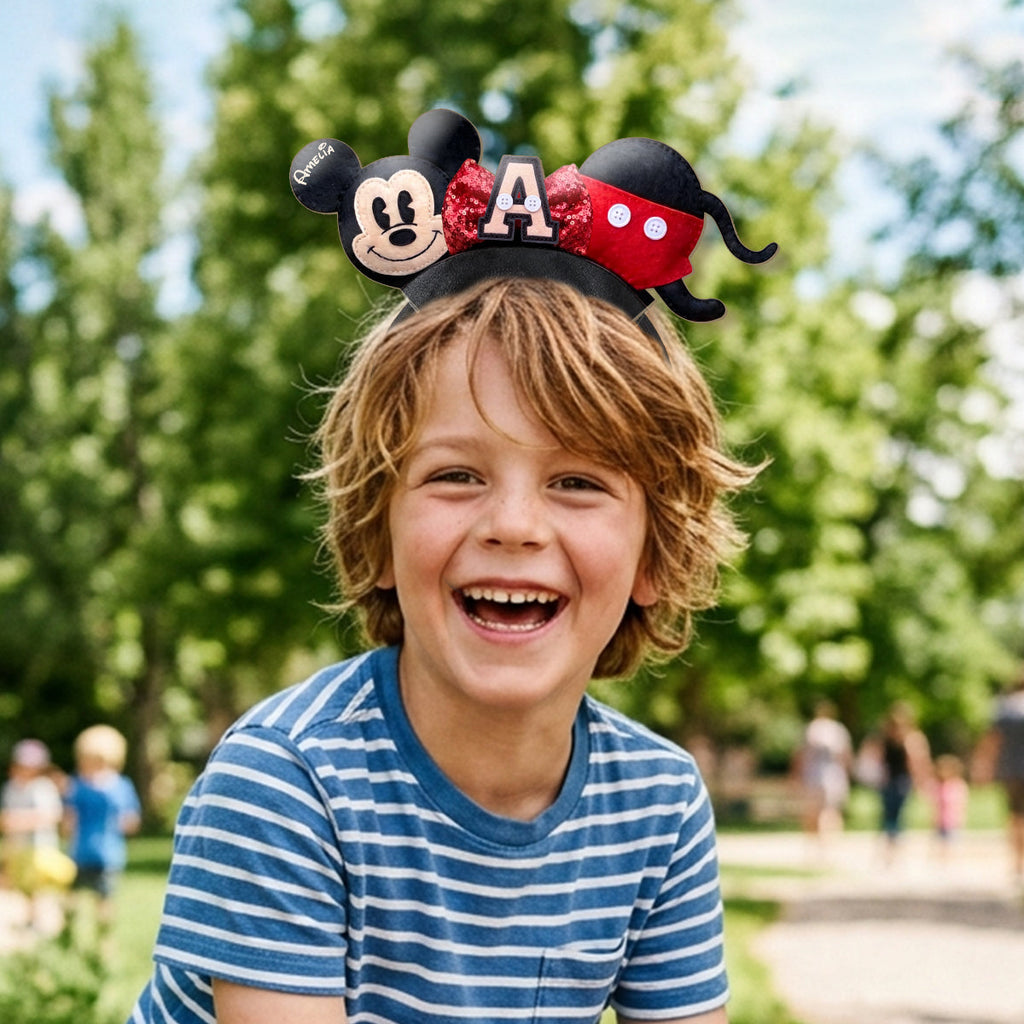 Personalized Cute Cartoon Mouse Leather Headband for Kids & Adults Shaped Leather Headband GradoCreations