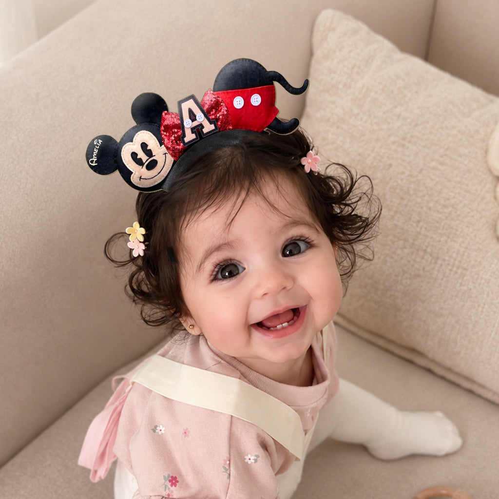 Personalized Cute Cartoon Mouse Leather Headband for Kids & Adults Shaped Leather Headband GradoCreations