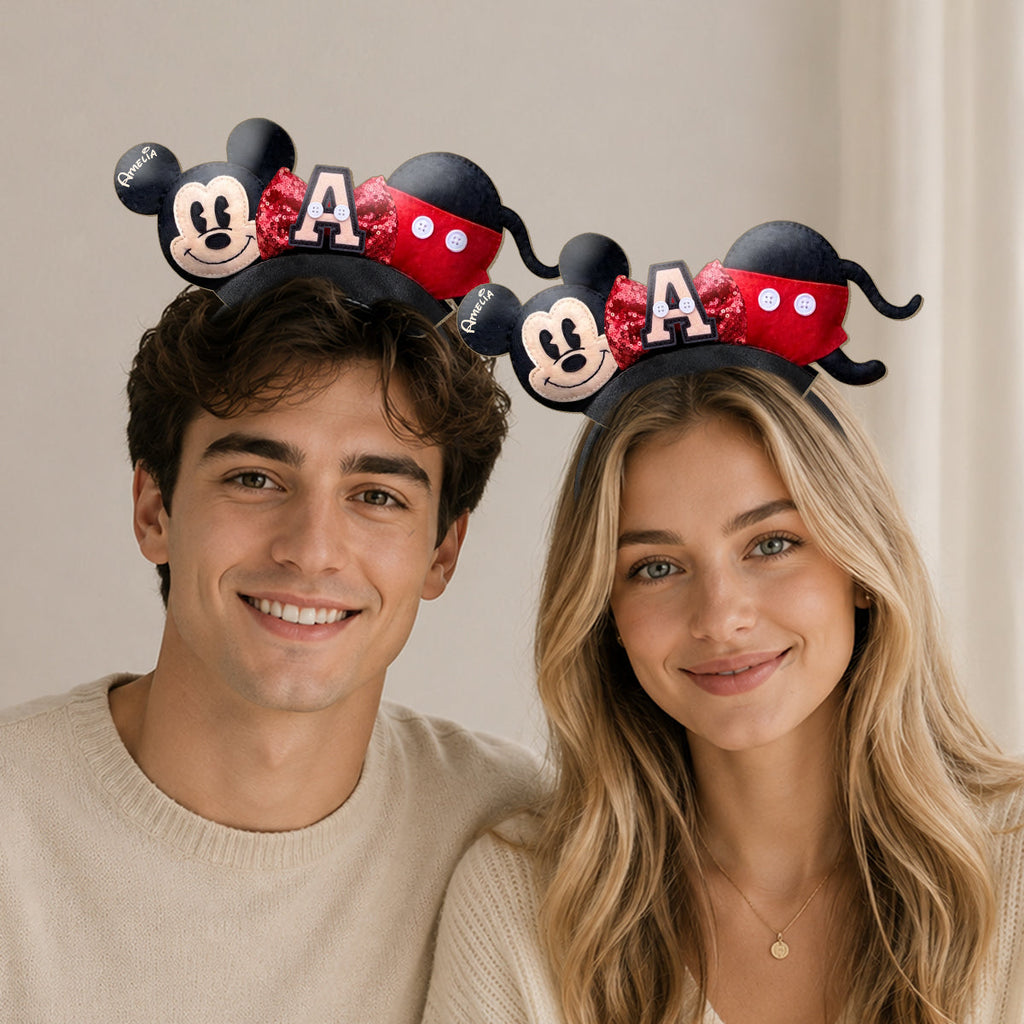 Personalized Cute Cartoon Mouse Leather Headband for Kids & Adults Shaped Leather Headband GradoCreations