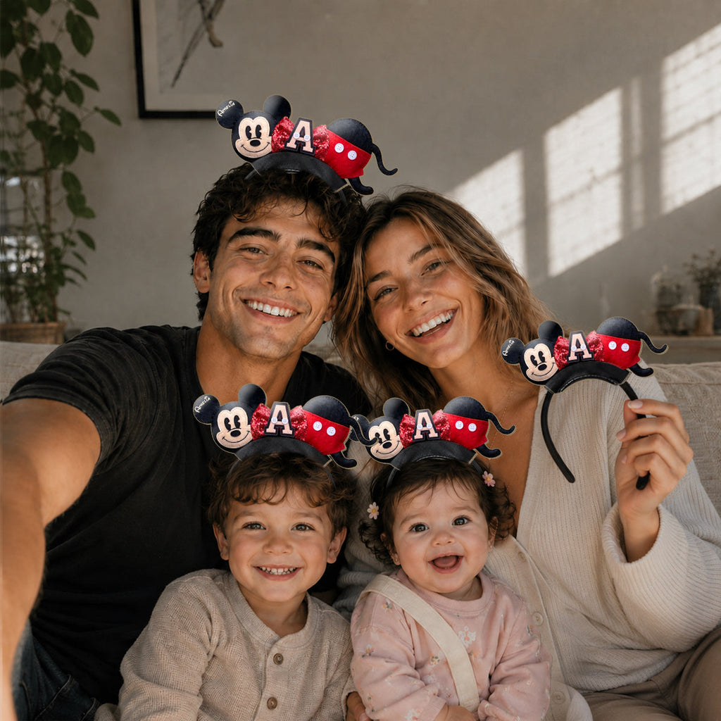 Personalized Cute Cartoon Mouse Leather Headband for Kids & Adults Shaped Leather Headband GradoCreations