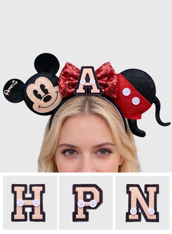 Personalized Cute Cartoon Mouse Leather Headband for Kids & Adults Shaped Leather Headband GradoCreations