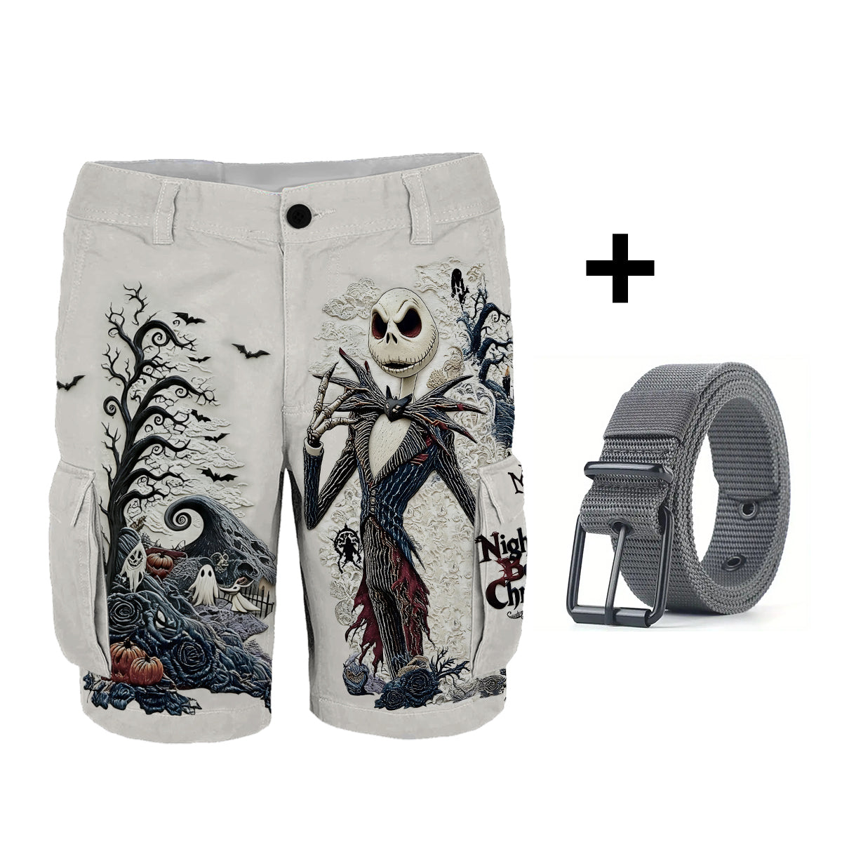 Personalized Nightmare Cargo Shorts with Belt Gift Idea Cargo Shorts With Belt GradoCreations