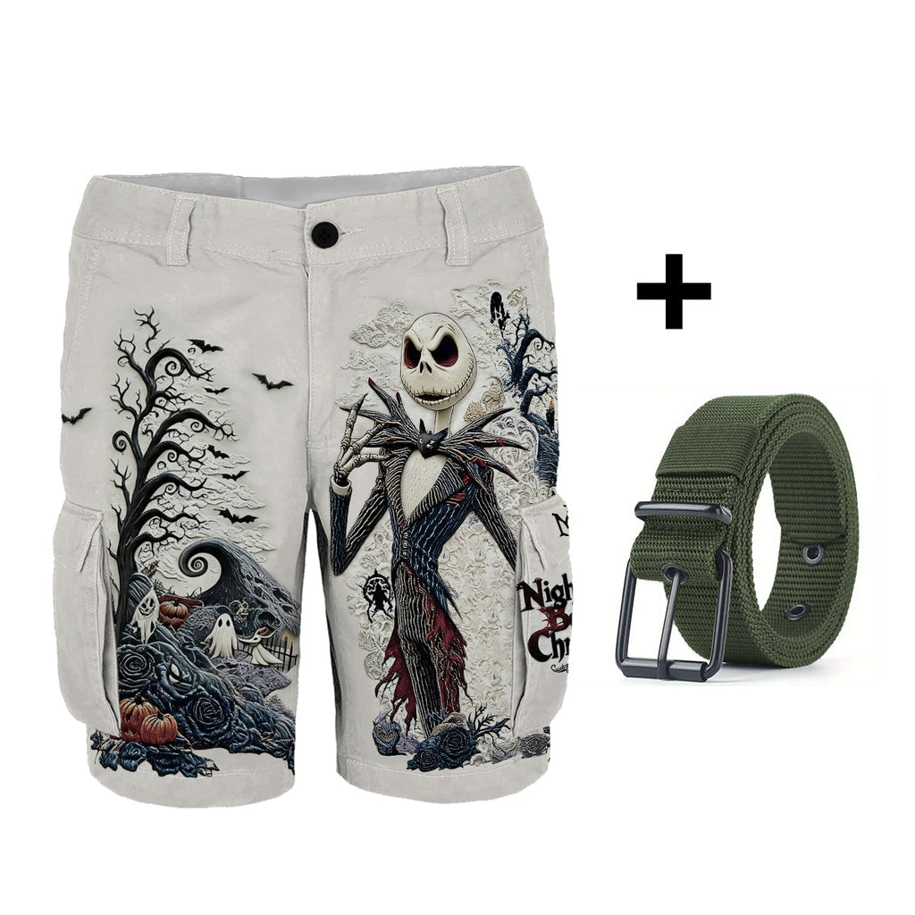 Personalized Nightmare Cargo Shorts with Belt Gift Idea Cargo Shorts With Belt GradoCreations