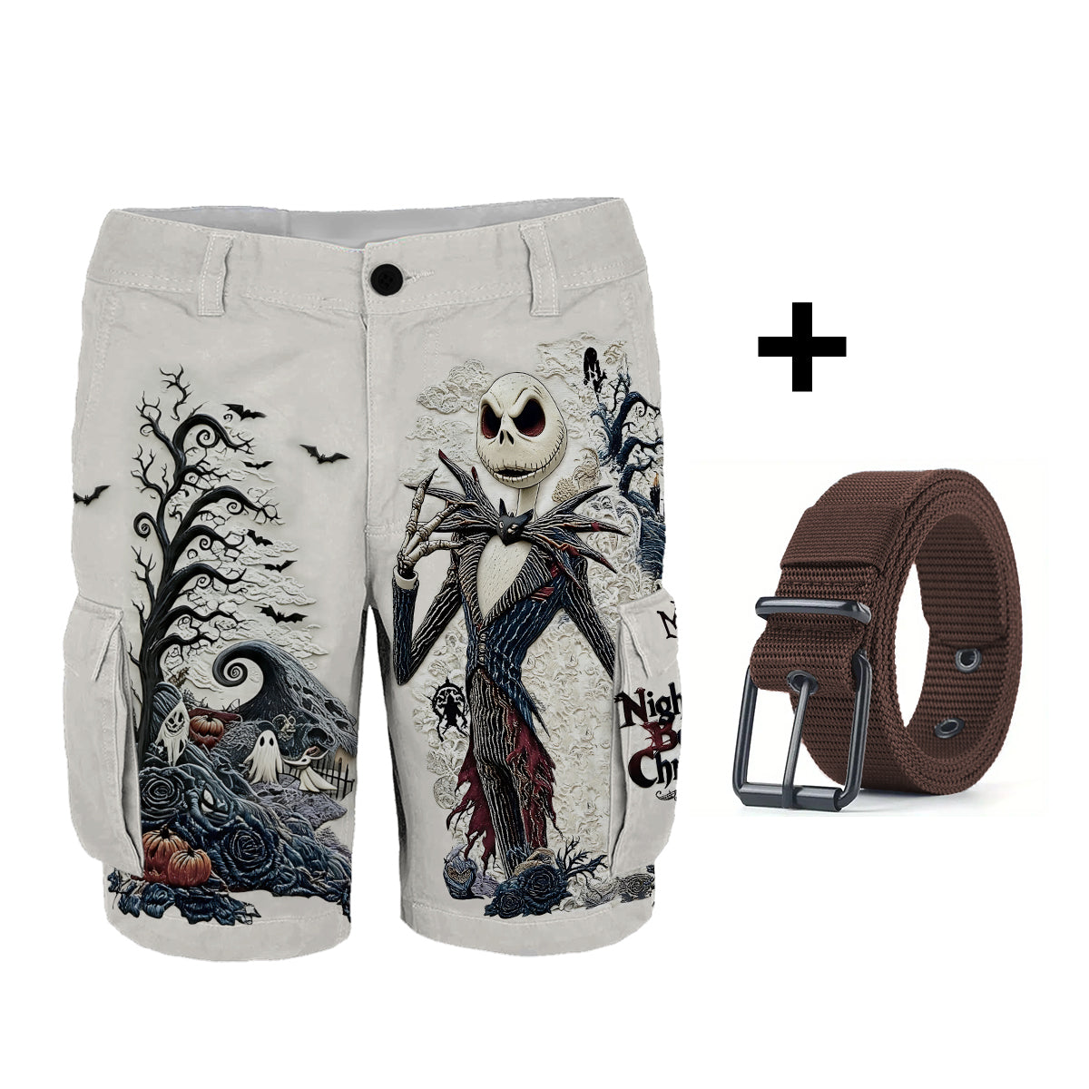Personalized Nightmare Cargo Shorts with Belt Gift Idea Cargo Shorts With Belt GradoCreations