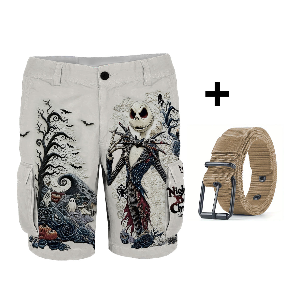 Personalized Nightmare Cargo Shorts with Belt Gift Idea Cargo Shorts With Belt GradoCreations