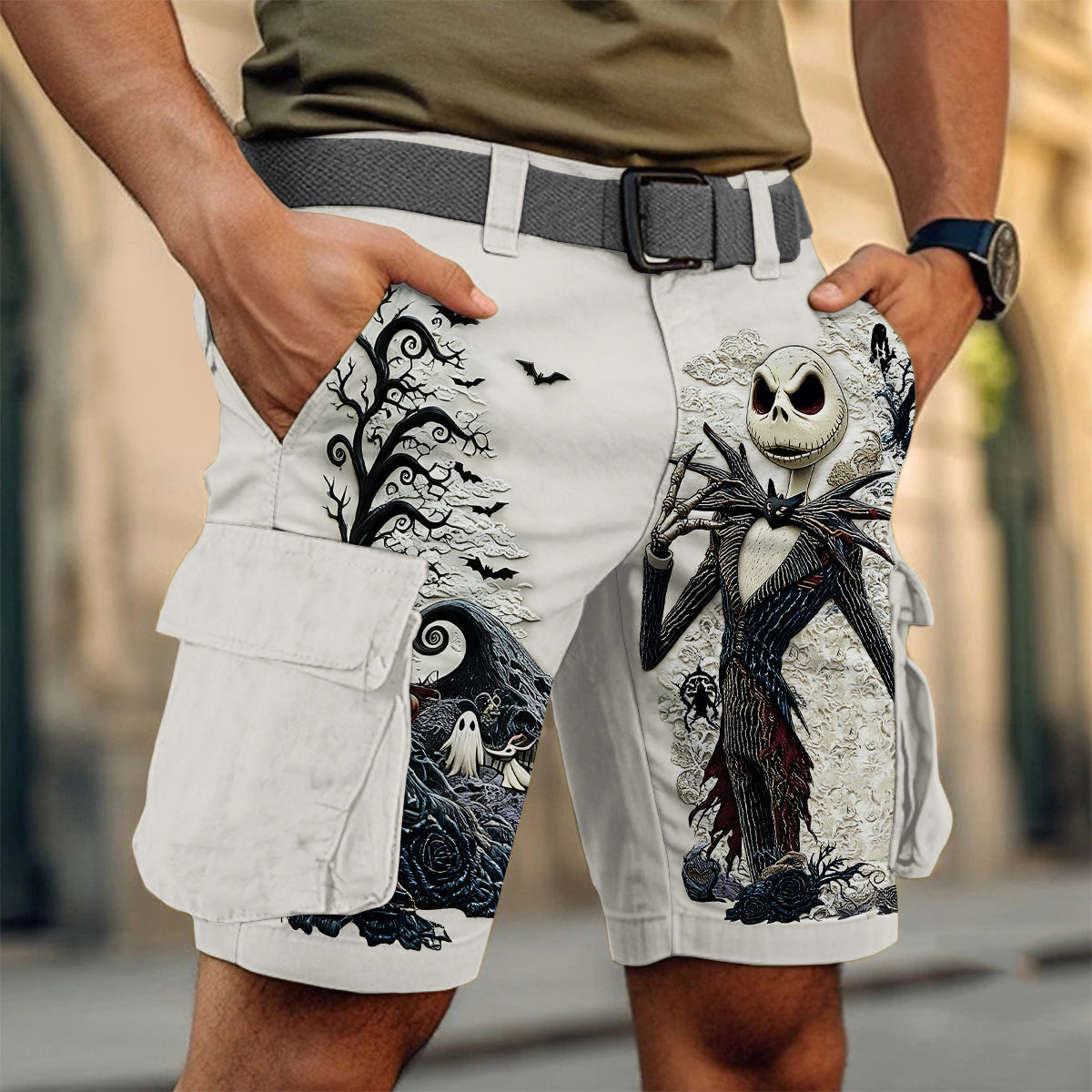 Personalized Nightmare Cargo Shorts with Belt Gift Idea Cargo Shorts With Belt GradoCreations