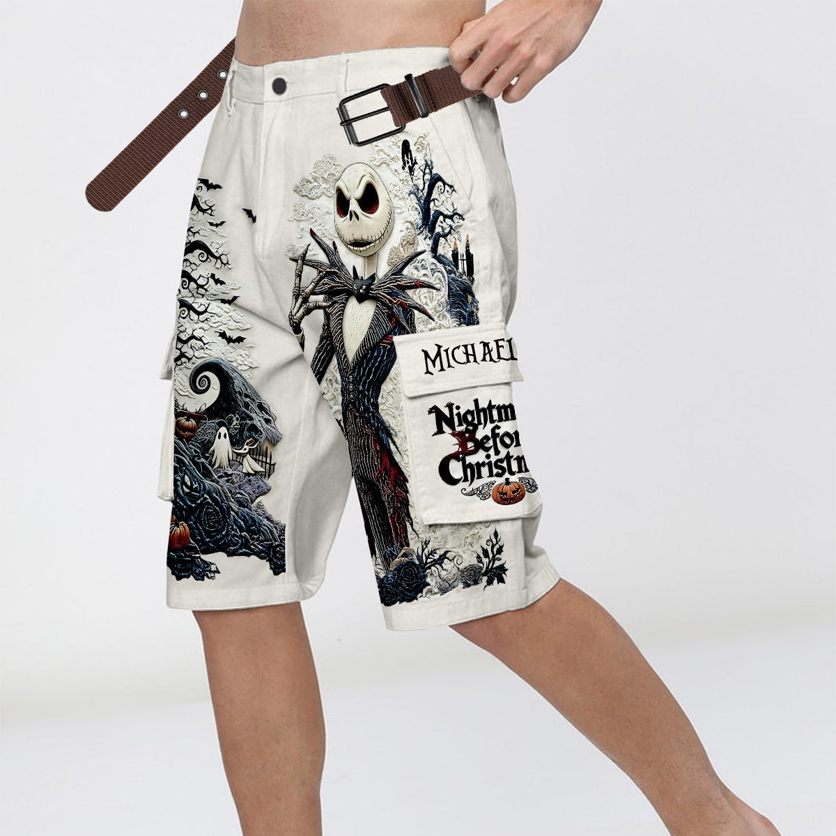 Personalized Nightmare Cargo Shorts with Belt Gift Idea Cargo Shorts With Belt GradoCreations