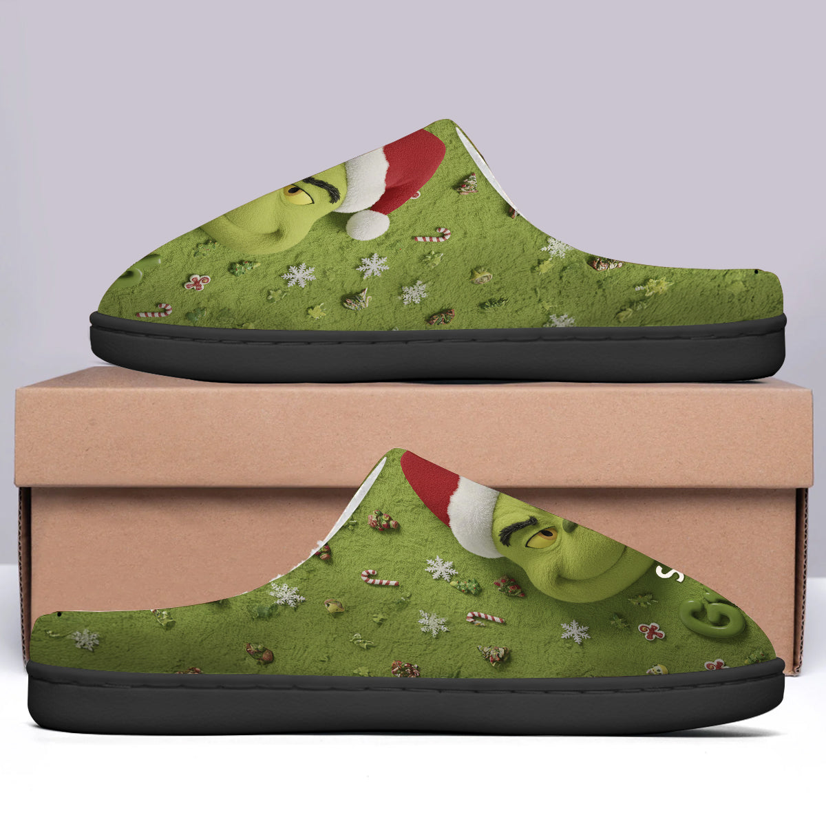 Personalized Grinch Slippers Custom Name Holiday Gift Slippers GradoCreations