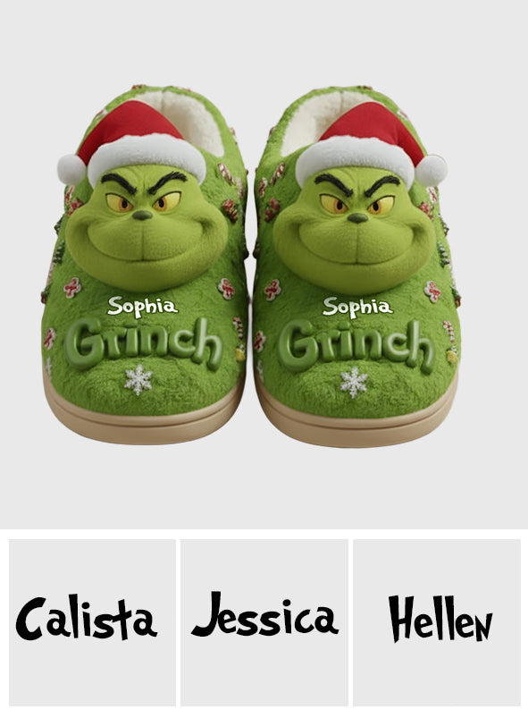 Personalized Grinch Slippers Custom Name Holiday Gift Slippers GradoCreations