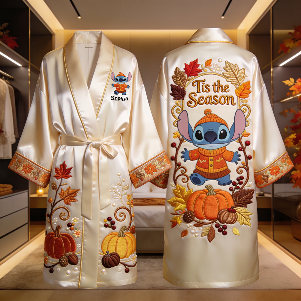 Personalized Satin Robe Ohana Custom Design Gift for Her Satin Robe GradoCreations