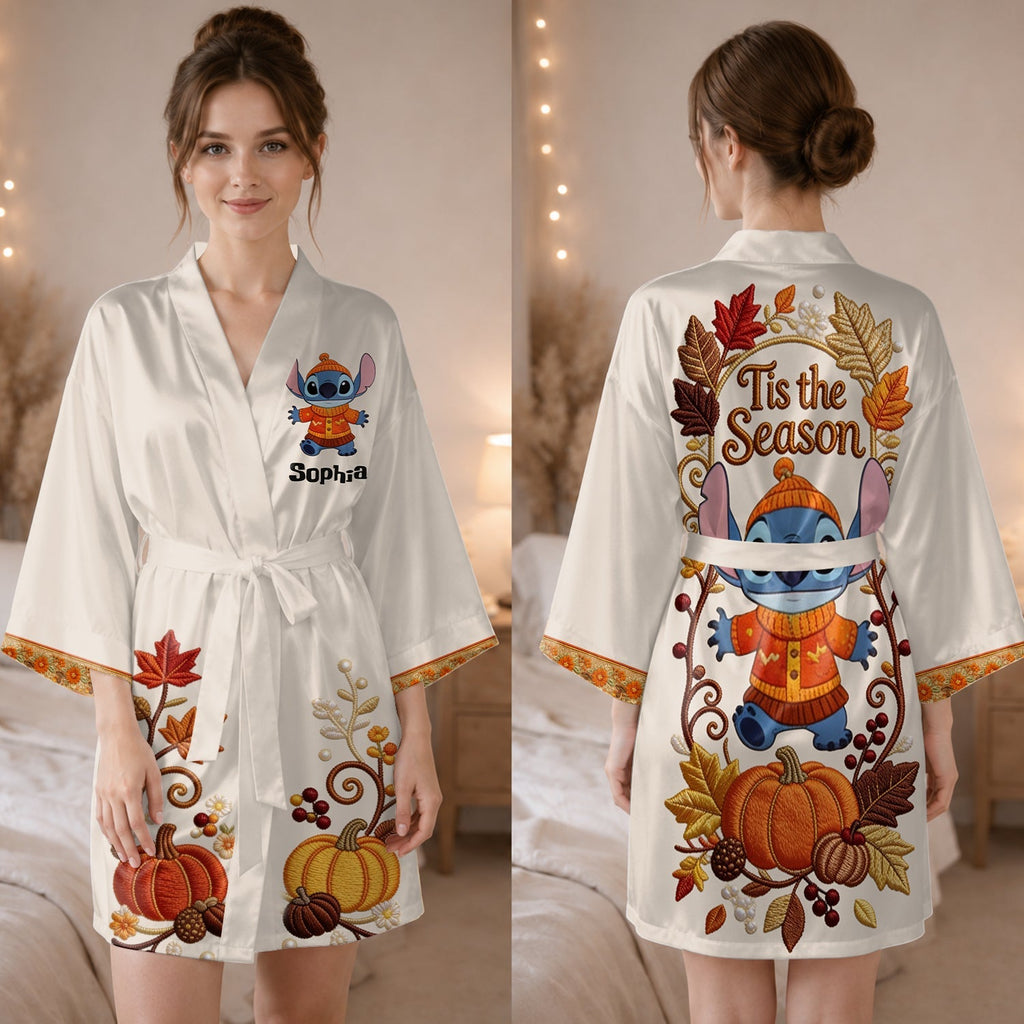 Personalized Satin Robe Ohana Custom Design Gift for Her Satin Robe GradoCreations