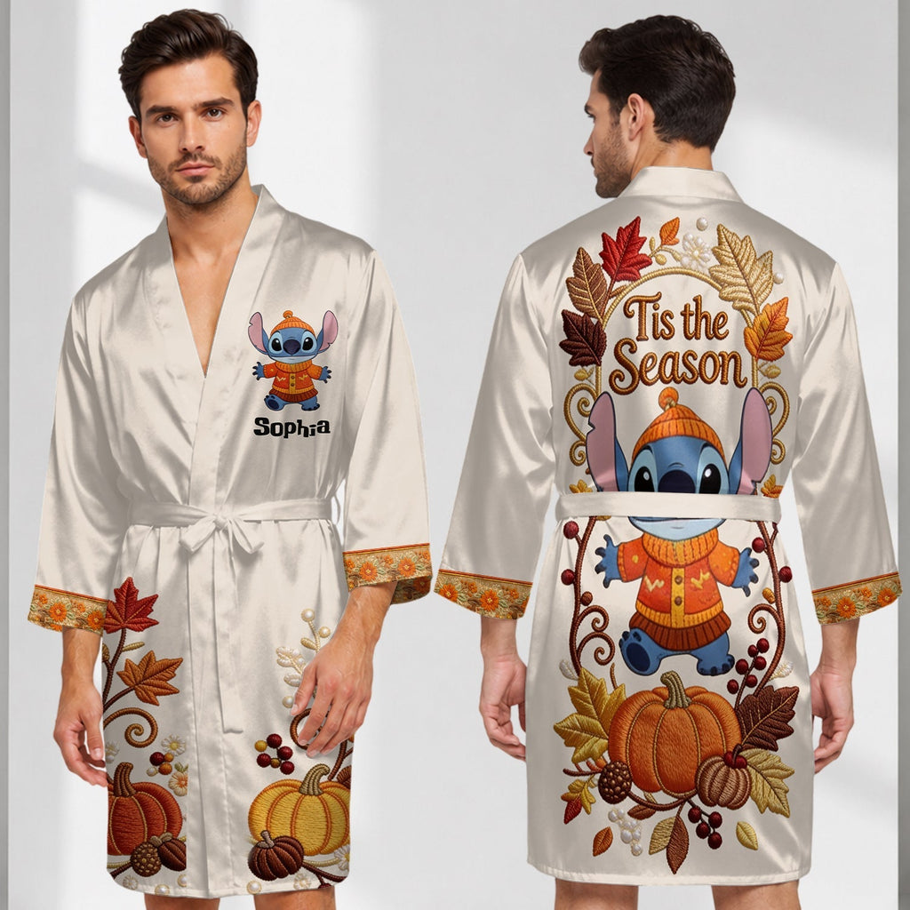Personalized Satin Robe Ohana Custom Design Gift for Her Satin Robe GradoCreations