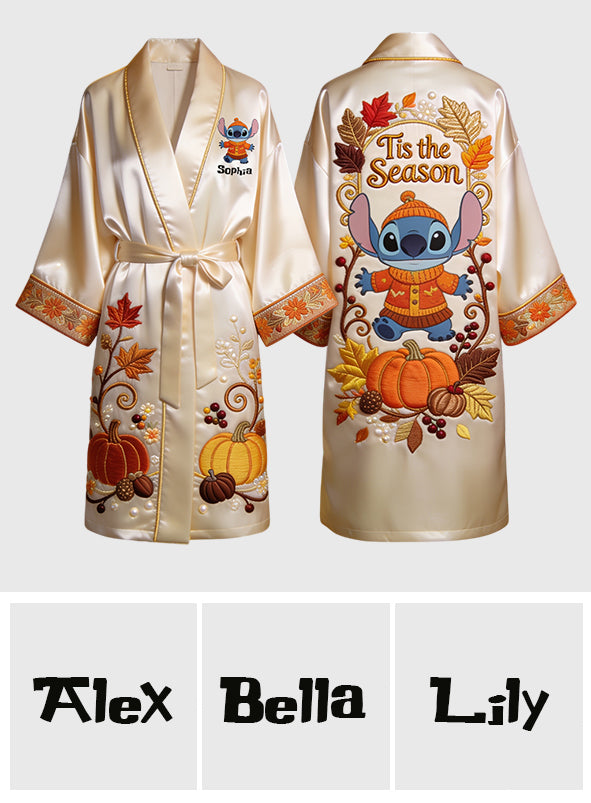 Personalized Satin Robe Ohana Custom Design Gift for Her Satin Robe GradoCreations