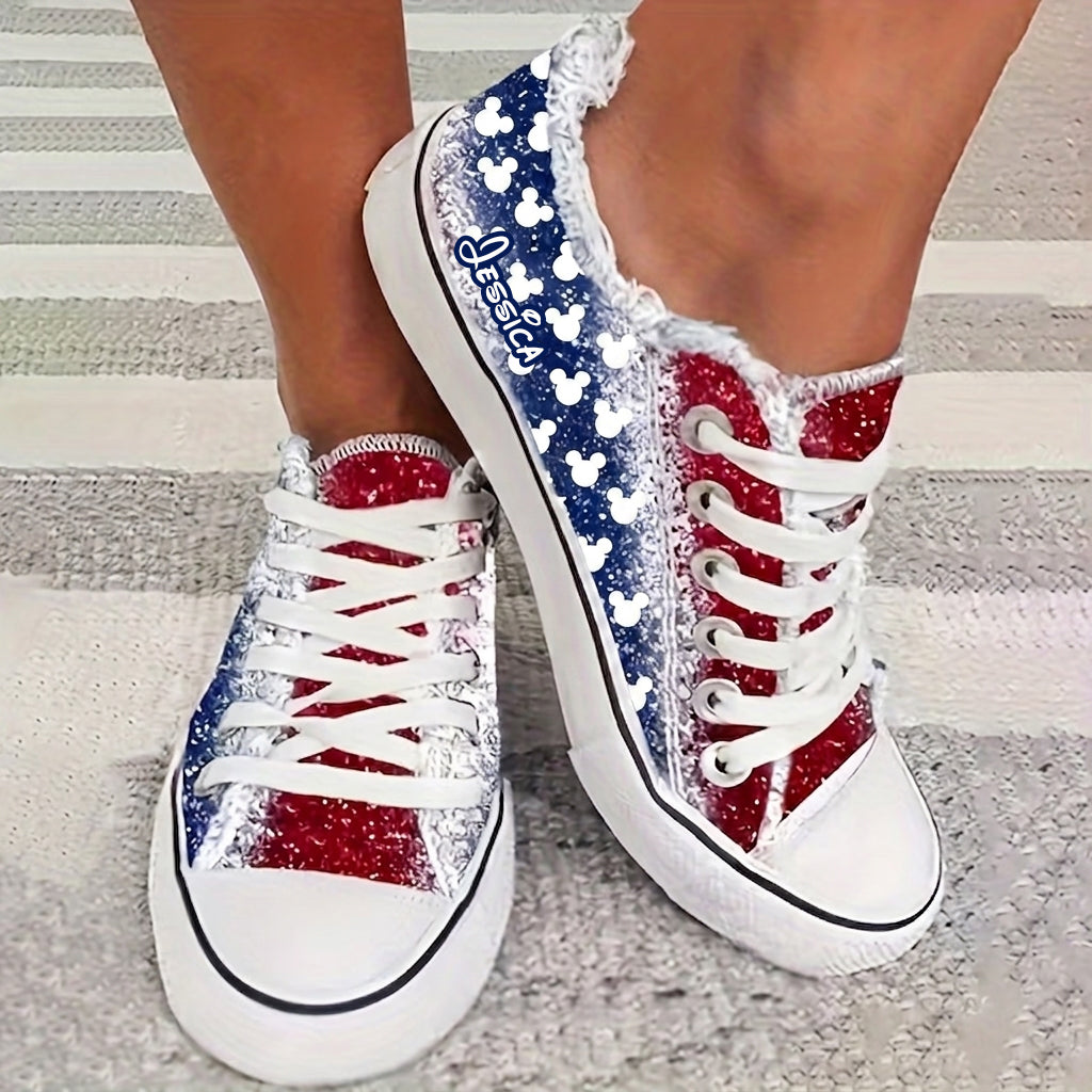 Personalized USA Freedom Low Top Shoes Custom Name Gift Low Top Shoes GradoCreations