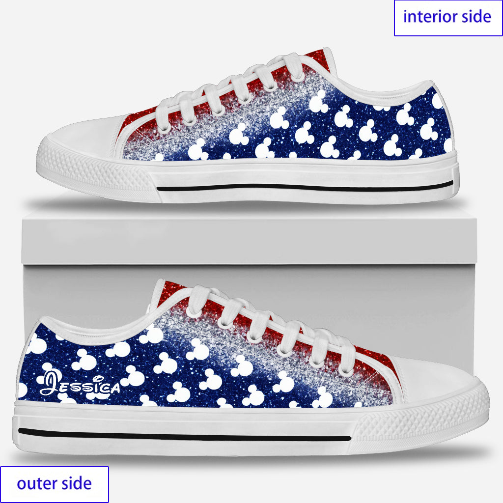 Personalized USA Freedom Low Top Shoes Custom Name Gift Low Top Shoes GradoCreations