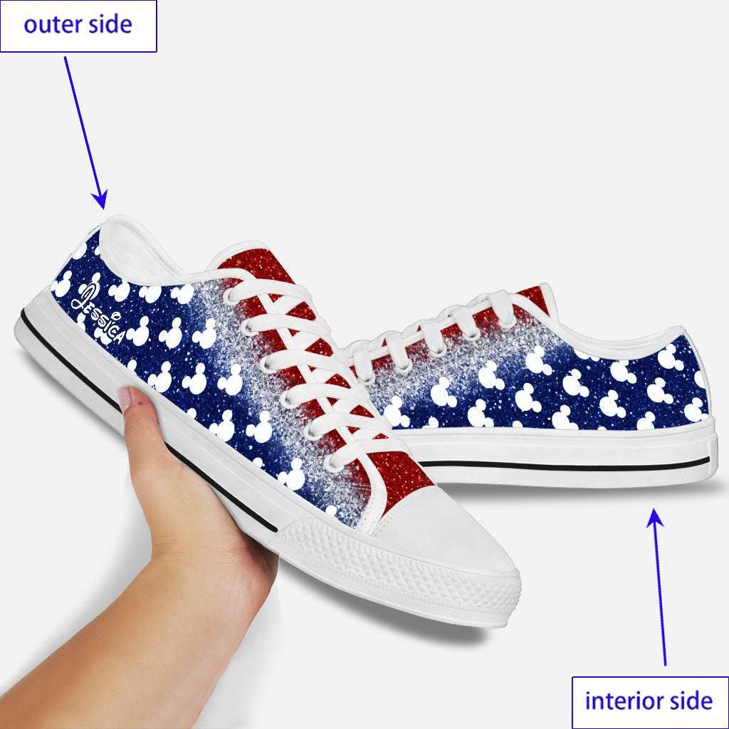 Personalized USA Freedom Low Top Shoes Custom Name Gift Low Top Shoes GradoCreations