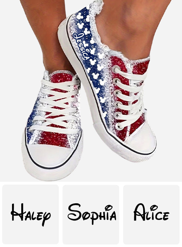 Personalized USA Freedom Low Top Shoes Custom Name Gift Low Top Shoes GradoCreations