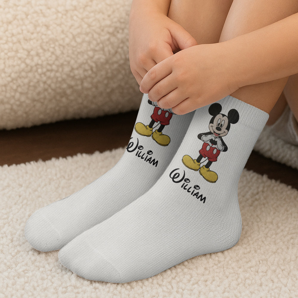 Personalized Kids Mouse Socks with Custom Name | Fun Gift for Children Kid Socks GradoCreations