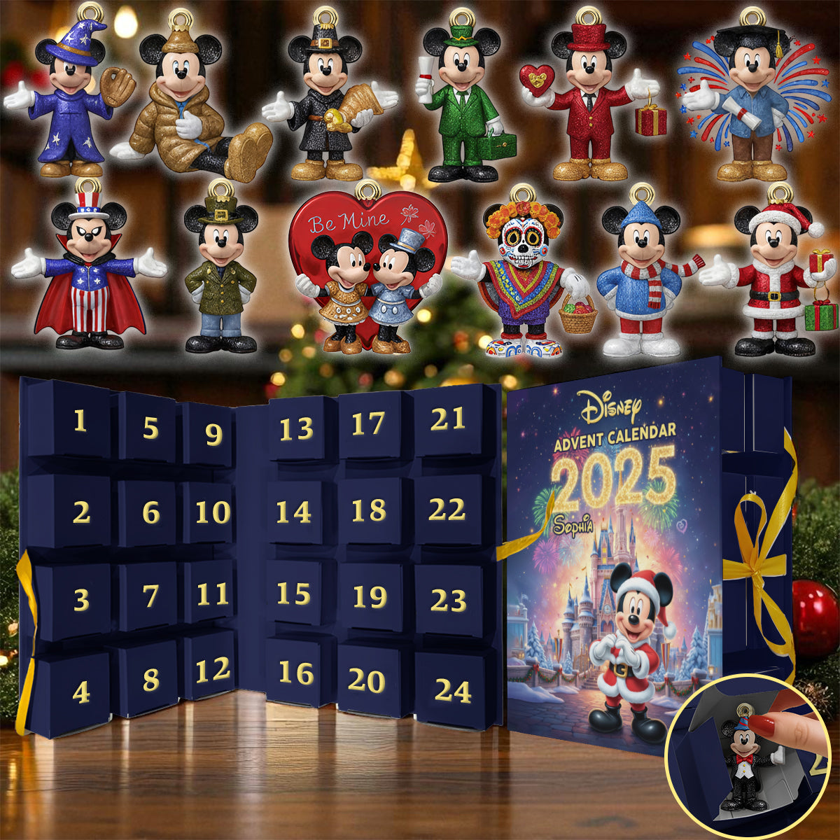 Personalized Advent Calendar with Ornaments Christmas Gift Idea Folded Advent Calendar With Ornaments GradoCreations