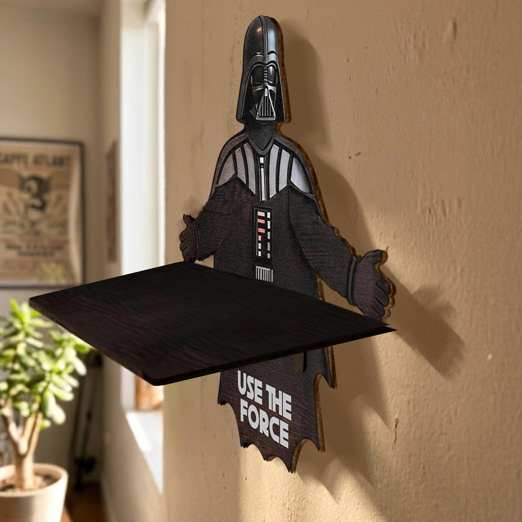 Personalized Wooden Floating Shelf Darth Vader Design for Gifts Wooden Floating Shelf GradoCreations