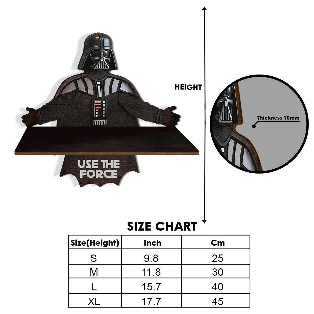 Personalized Wooden Floating Shelf Darth Vader Design for Gifts Wooden Floating Shelf GradoCreations
