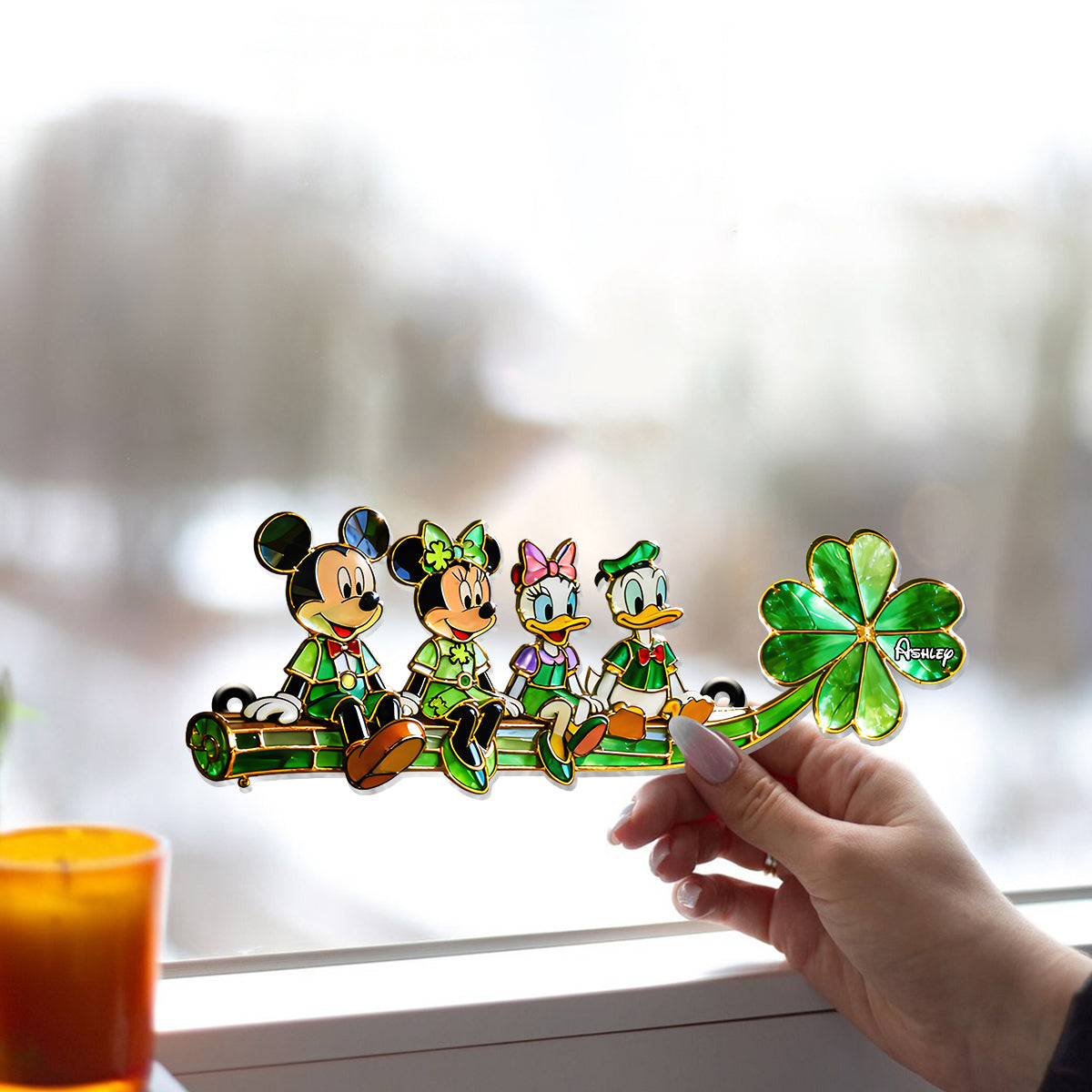 Personalized Disney Mouse Suncatcher Ornament for Home Decor Window Hanging Suncatcher Ornament GradoCreations