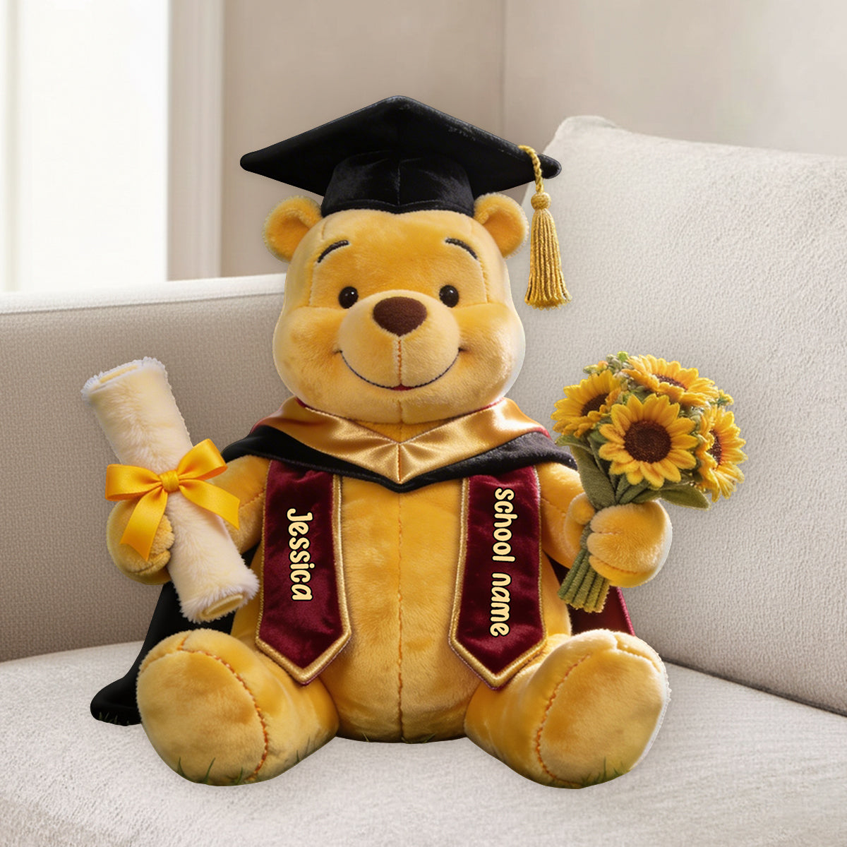 Personalized Graduation Faux Fur Pillow Custom Name Gift Premium Faux Fur Pillow GradoCreations