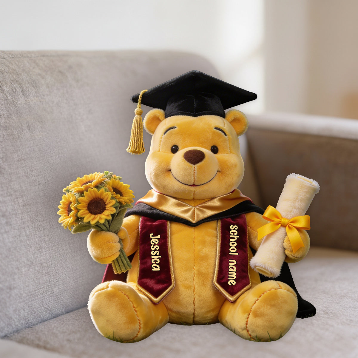 Personalized Graduation Faux Fur Pillow Custom Name Gift Premium Faux Fur Pillow GradoCreations
