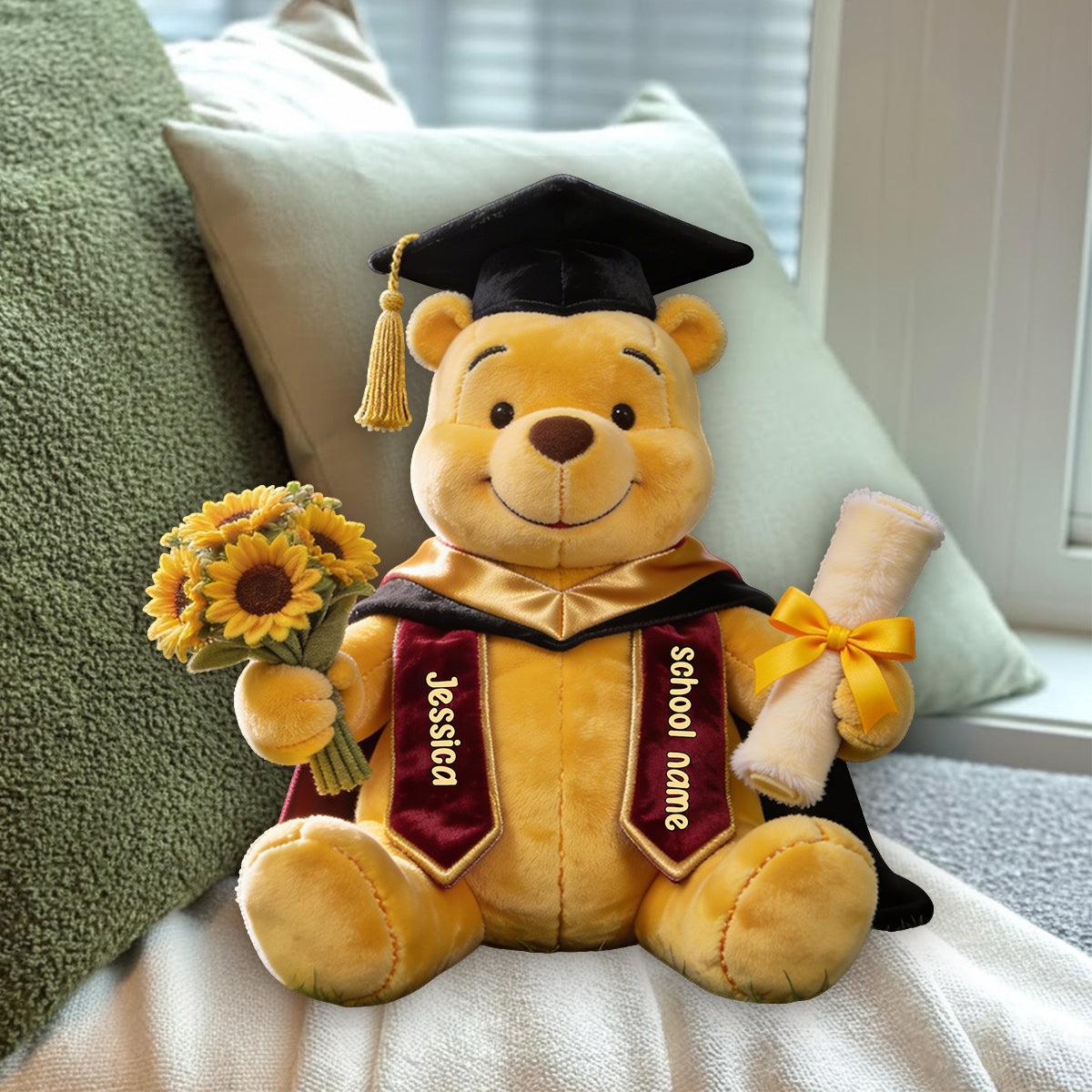 Personalized Graduation Faux Fur Pillow Custom Name Gift Premium Faux Fur Pillow GradoCreations